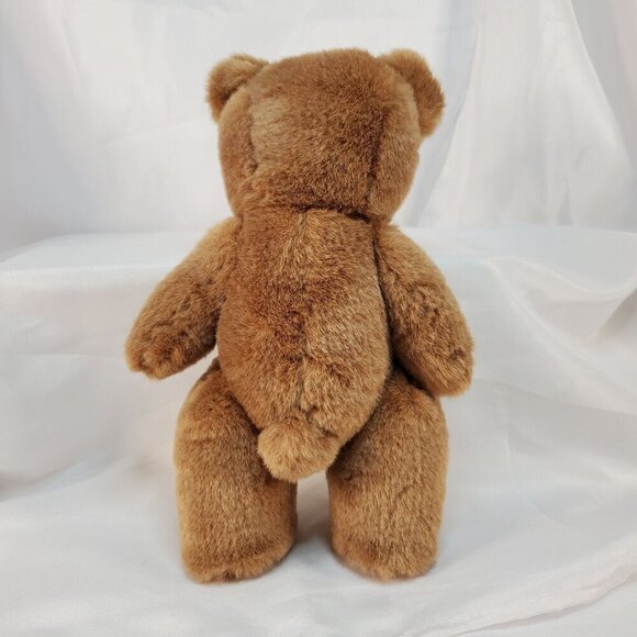 Vintage FTD Wood Face Teddy Bear Brown Plush Jointed Arms and Legs 9.5 inches - Picture 3 of 8